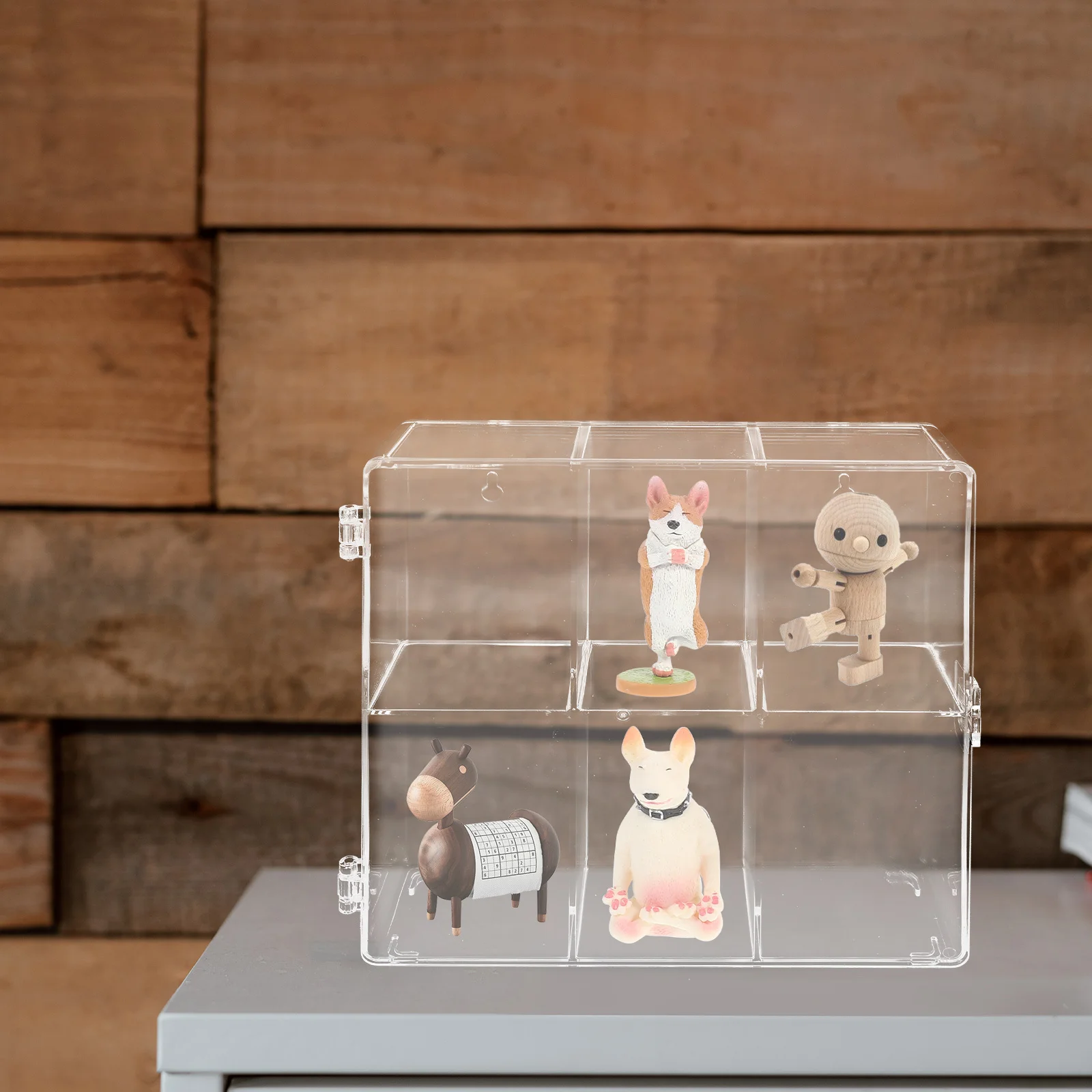 

2pcs Storage Box Multilayer Transparent Acrylic Display Organizer Artwork Storage Showcase Desktop Collection Case Cartoon