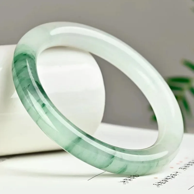 AGao Bing Xinjiang Tianshan Cui Bing Cui Jin Si Jade Bracelet  Emerald Ice-like Floating Flowers Jade Bracelet