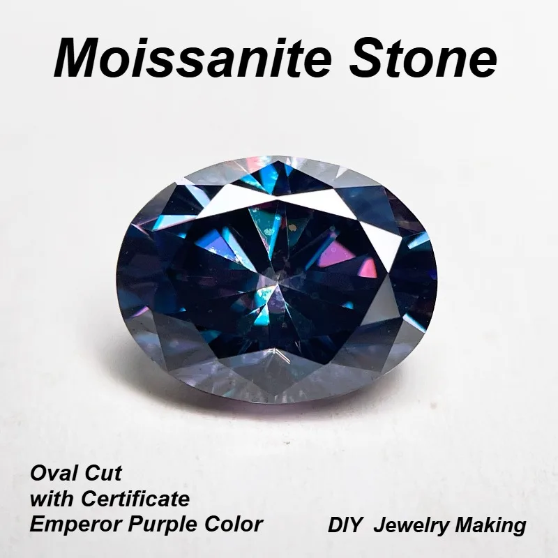 

Moissanite Stone Oval Cut Emperor Purple Color VVS1 High-quality DIY Charms Jewelry Making Main Materials with Certificate