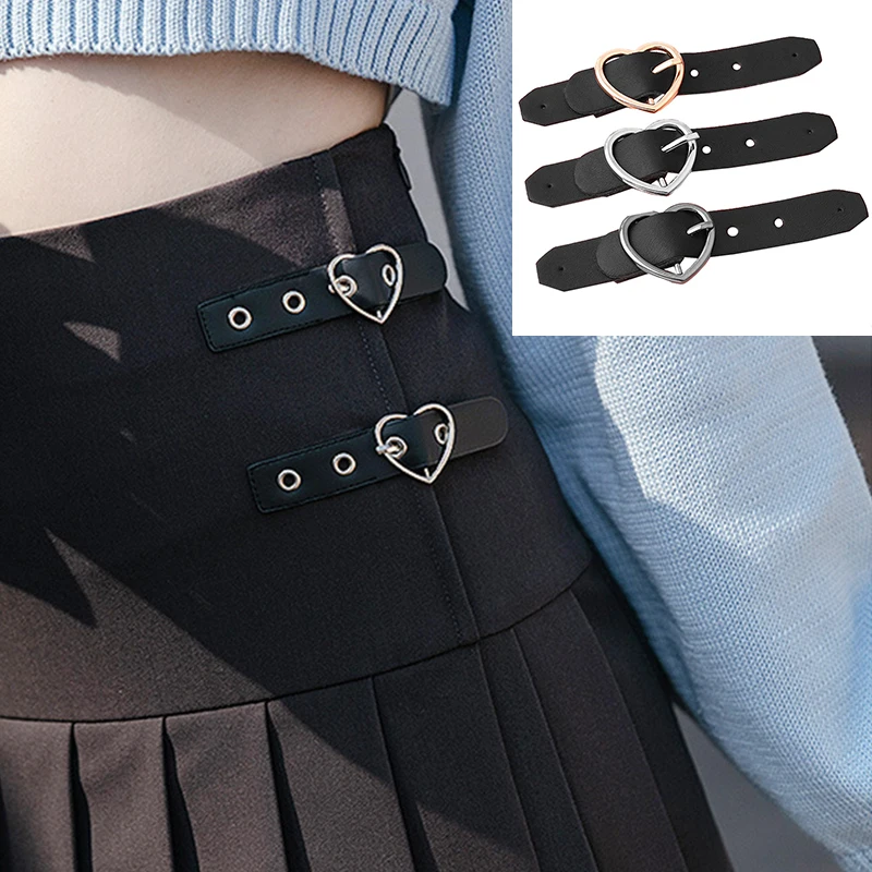 Adjustable Pleated Skirt Button Neckline PU Leather Buckle Decorative Belt Buckle Removable Nail-free Cuff Decoration DIY