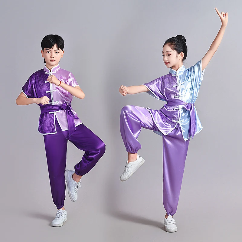 Kids Tai Chi & Kung Fu Performance Costume, Chinese Wushu Practice Uniform for Children's Competition & Stage