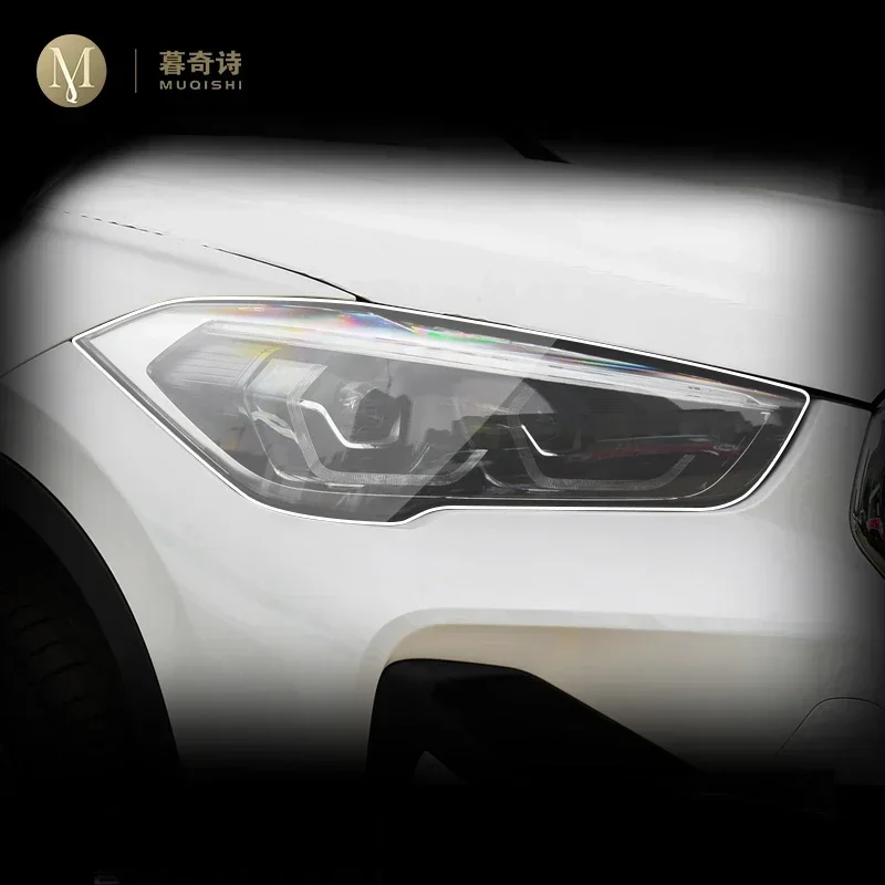 

For BMW F48 X1 2016-2022 Car Exterior PPF protective film Headlamp scratch protection TPU transparent film Smoked black refit