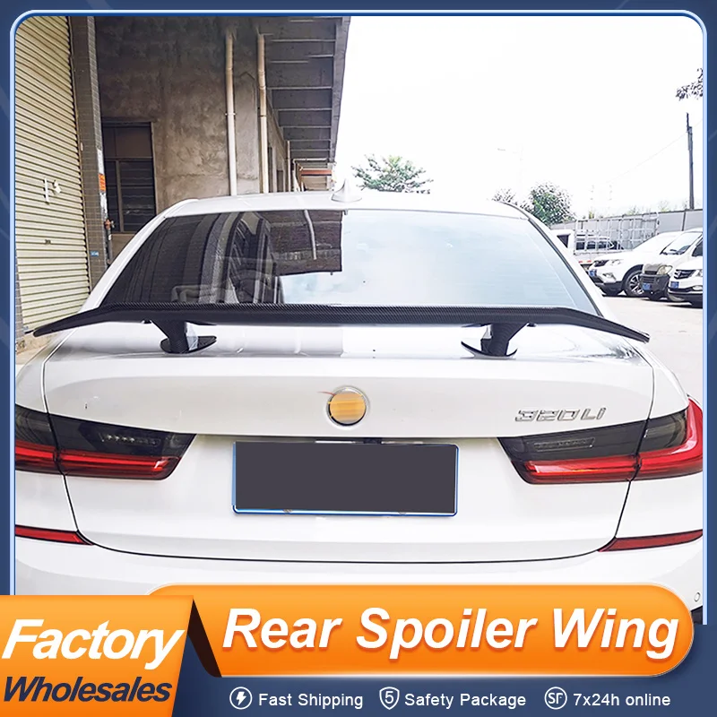 

For BMW 3 Series 330i G20 G28 2019 20 21 22 Rear Trunk Lid Car Spoiler Wing Universal Fitment ABS Black Carbon Color Accessories