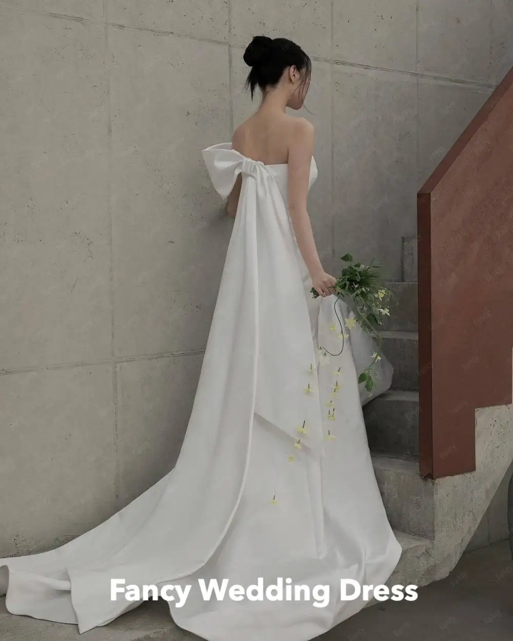 Fancy Elegant One Shoulder Korea Wedding Dress Photography Elastic Satin Mermaid Bridal Gown Floor Length Back Zip