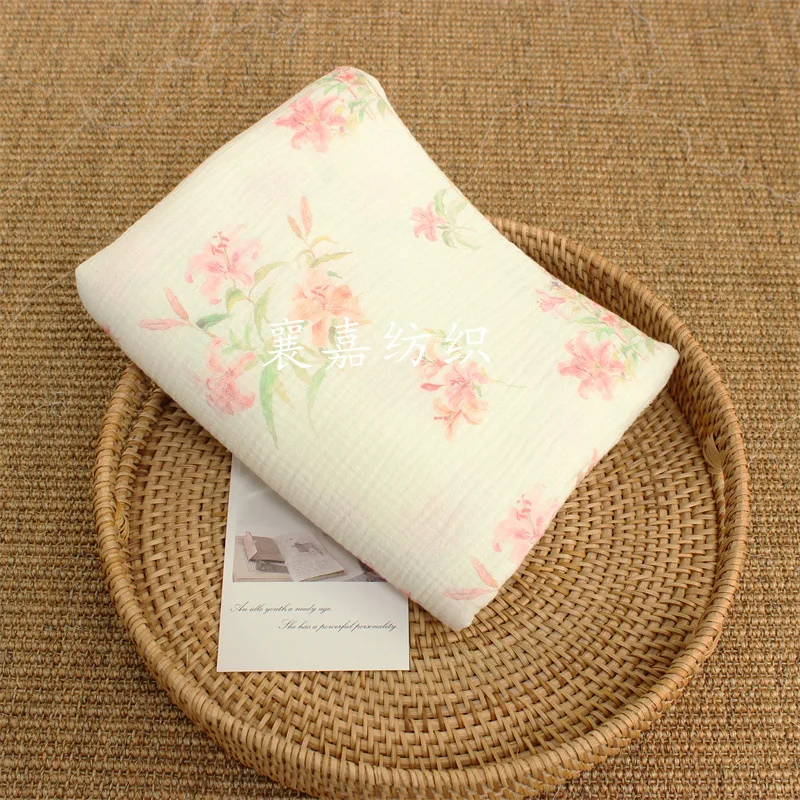 

Double-layer Cotton Gauze, National Style Small Floral, Crepe, Pajamas, Loungewear Fabrics