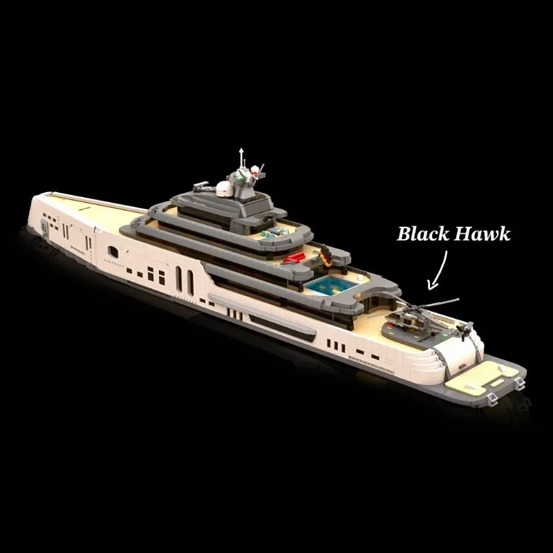 Large Luxury Yacht Model Moc Building Bricks Gas Turbine Ship Technology Modular Blocks Gifts Christmas Toys DIY Sets Assembly