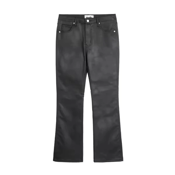 

High Street Trendy Black Brush Wax Micro-horn Casual Trousers and Jeans for Men