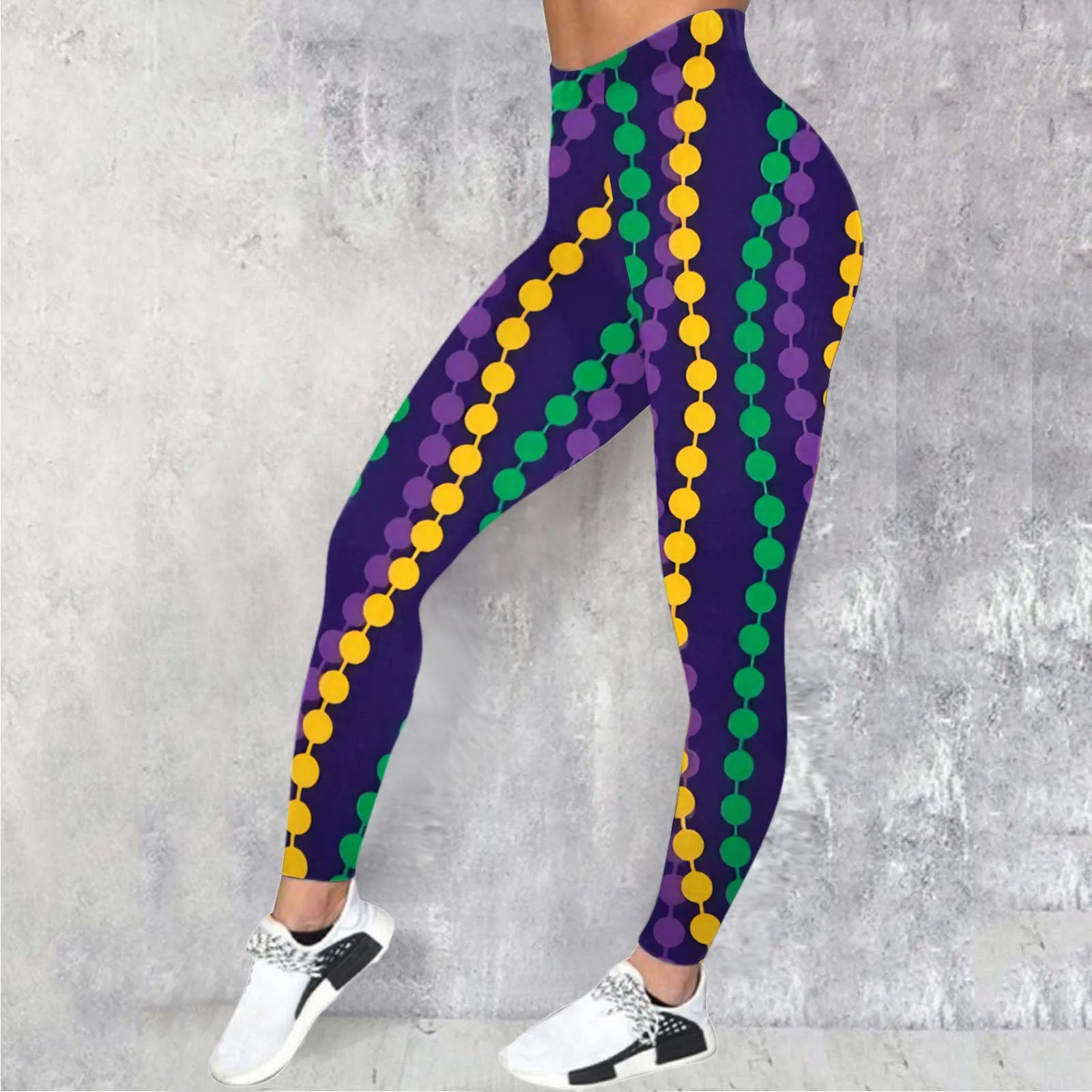 Mardi Party Women Casual Sports Yoga Pants Colorful Printed Fashion Leggings Carnival Festival  Celebration