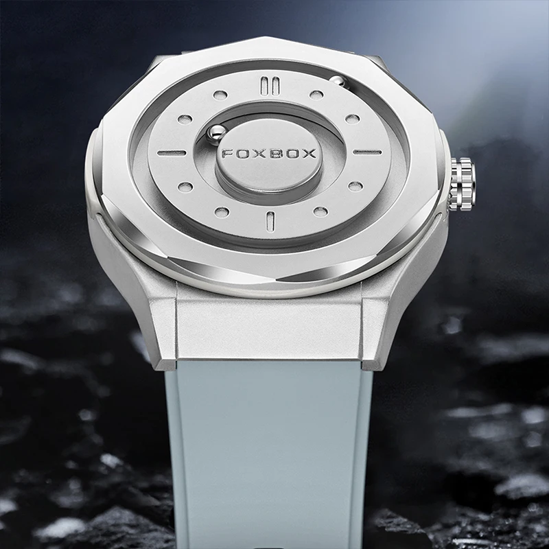 FOXBOX ساعة إبداعية مؤشر التمرير قوة مغناطيسية كوارتز ساعات المعصم الرياضة في الهواء الطلق مقاوم للماء الساعات Relogio Masculino #2