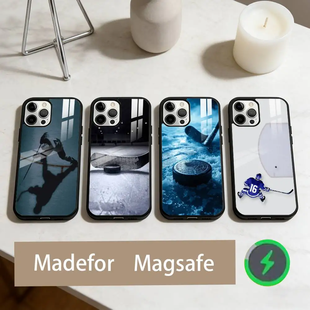 

I-lce Hockey Rink Sport Phone Case For iPhone17,16,15,14,13,12,11 Plus,Pro Max Magnetic For Magsafe Wireless Charging
