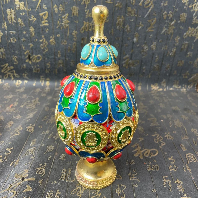 New Handicrafts Antique Style Painted Gemstone Inlaid Alloy Eight Treasures Handicrafts Ornaments Miscellaneous