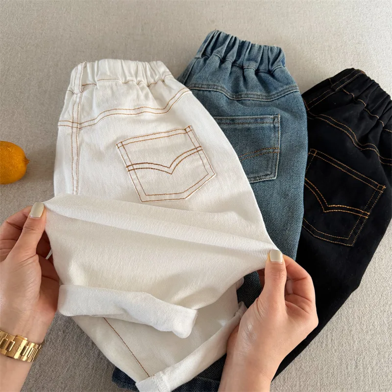 

RAISE Children Jeans Spring Solid Infant Babys Boys Versatile Casual Pants Loose Elastic Waist Toddler Kids Boy Strench Trousers