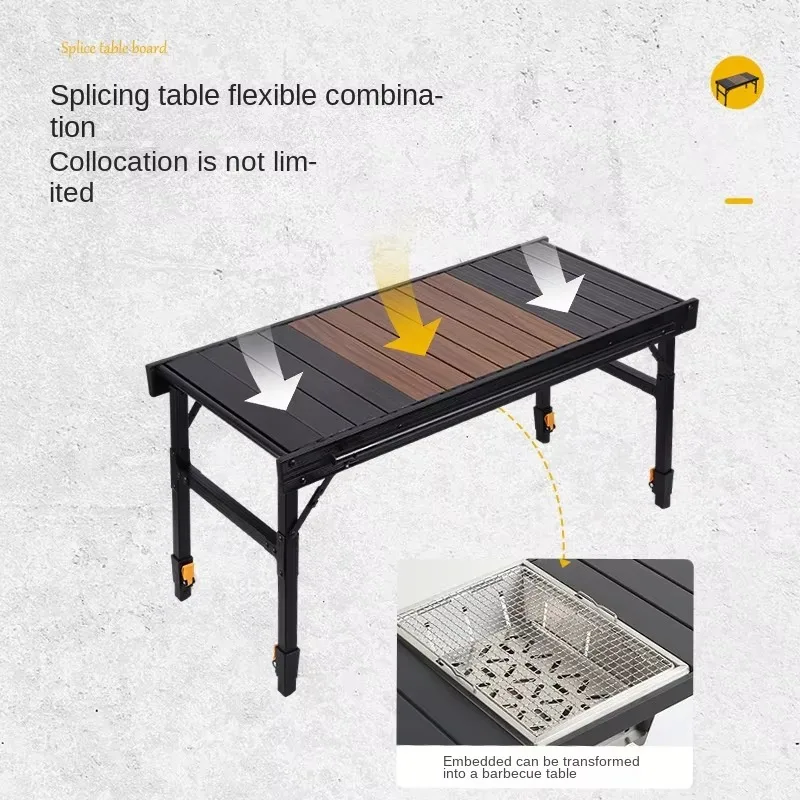 IGT Ultra-Light Aluminum Alloy Modern Folding Table Portable Outdoor Furniture Picnic Barbecue and Egg Roll Campsite Combination