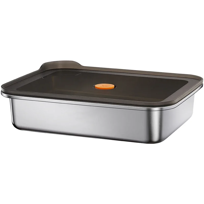 

LFGB Certificate 316L Stainless Steel Crisper 99.9% Anti-bacterial Slight Vaccum Preservation Box 0.5mm Thickness Baking Tray