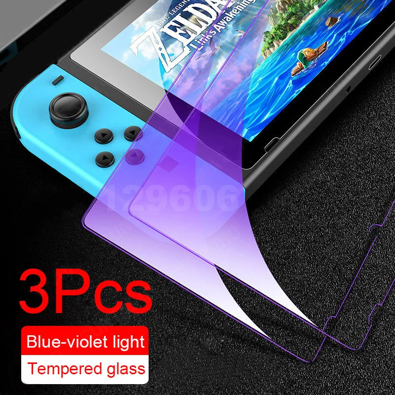 3Pcs Protector Screen Glass for Nintend Switch Tempered Protective Anti Blue Light Protection Glass Film for NS Switch Lite Oled