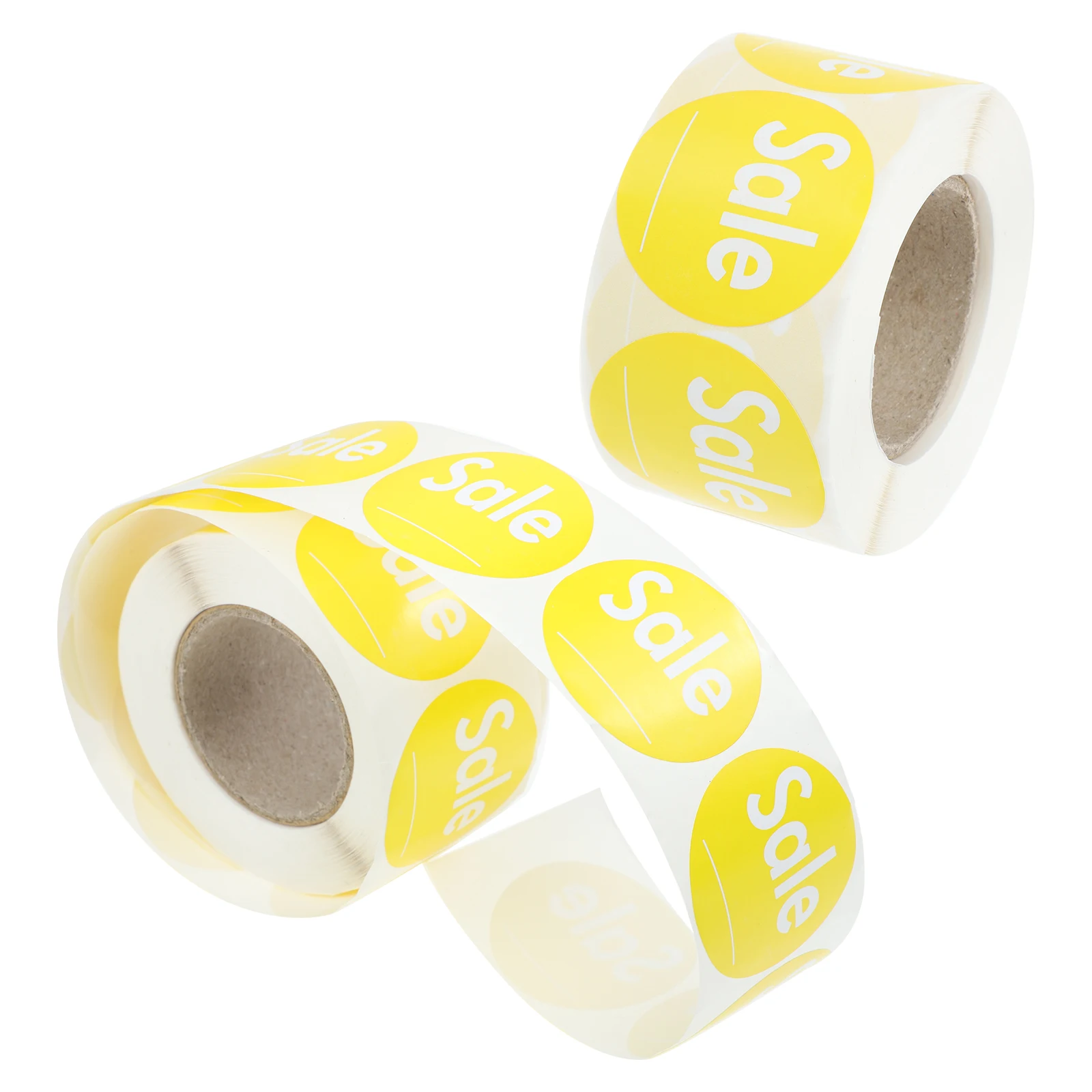

2 Rolls Round Removable Sticker Printed Labels Sale Stickers for Retail Yellow Adhesive