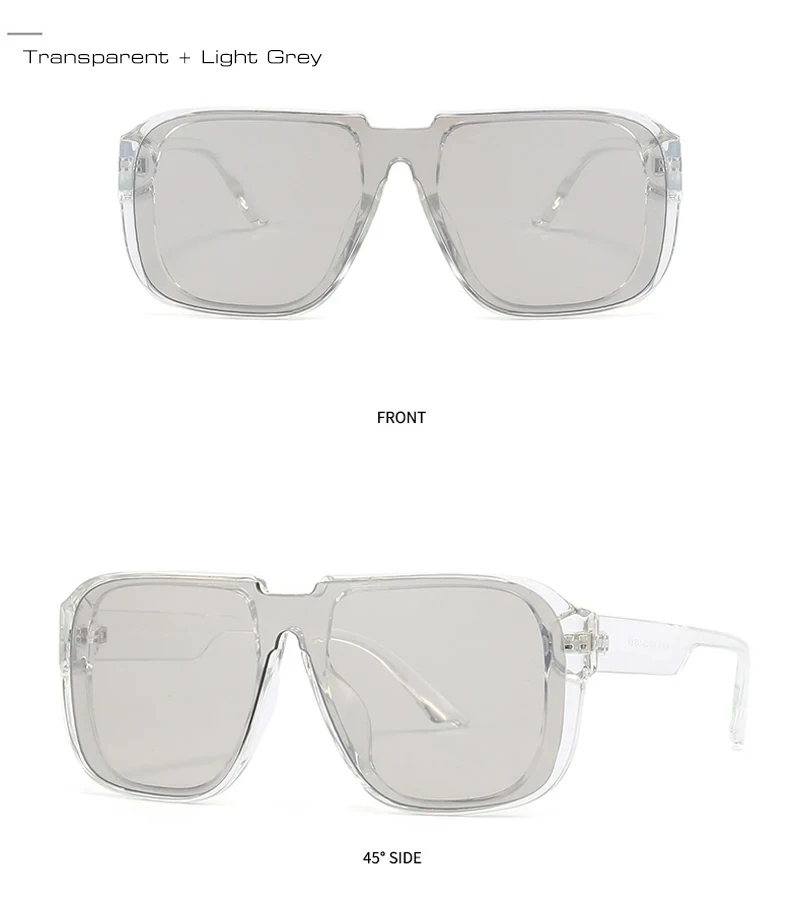 Retro Quadratische Einteilige Sonnenbrille für Männer Verspiegelte Gläser UV400 Flat-Top Herren Mode Sonnenbrille – Detail 8