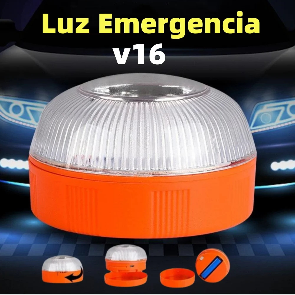 Rechargeable V16 Car Emergency Help Light Flash Light Explosion Beacon Light  Magnetic Induction Strobe Flashing Warning Light