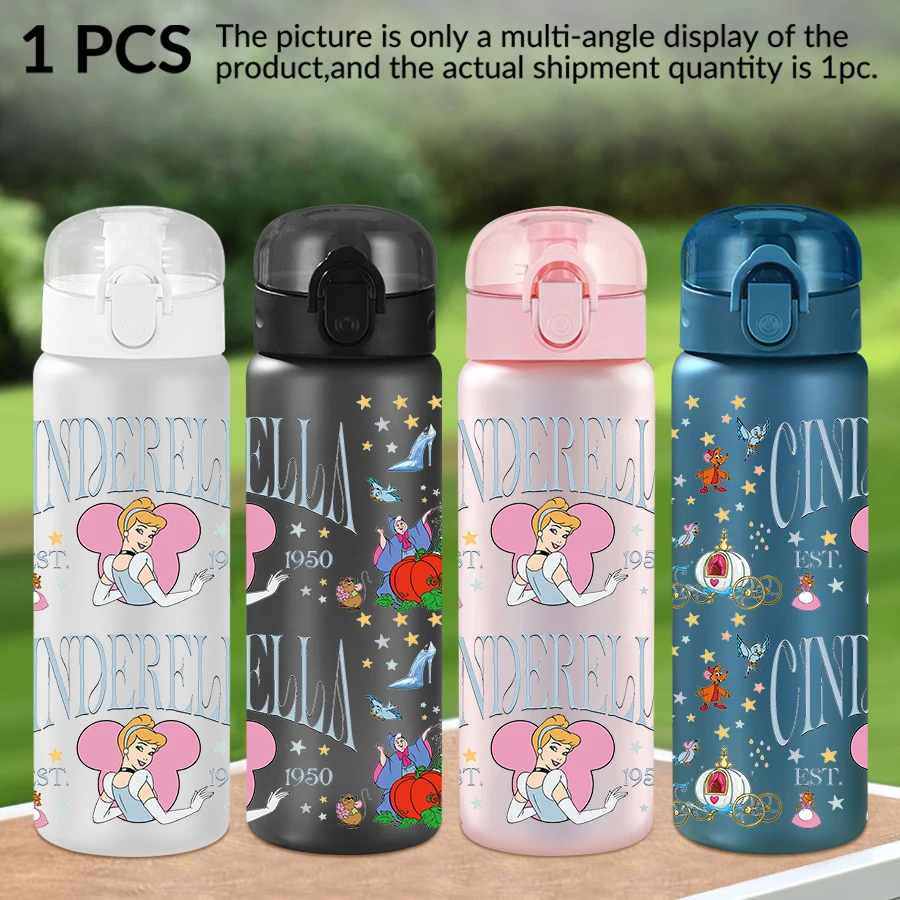 

1Pc Disney Cinderella Pumpkin Cart 26oz plastic water bottle with pattern outdoor sports water cup birthday/homecoming gift.