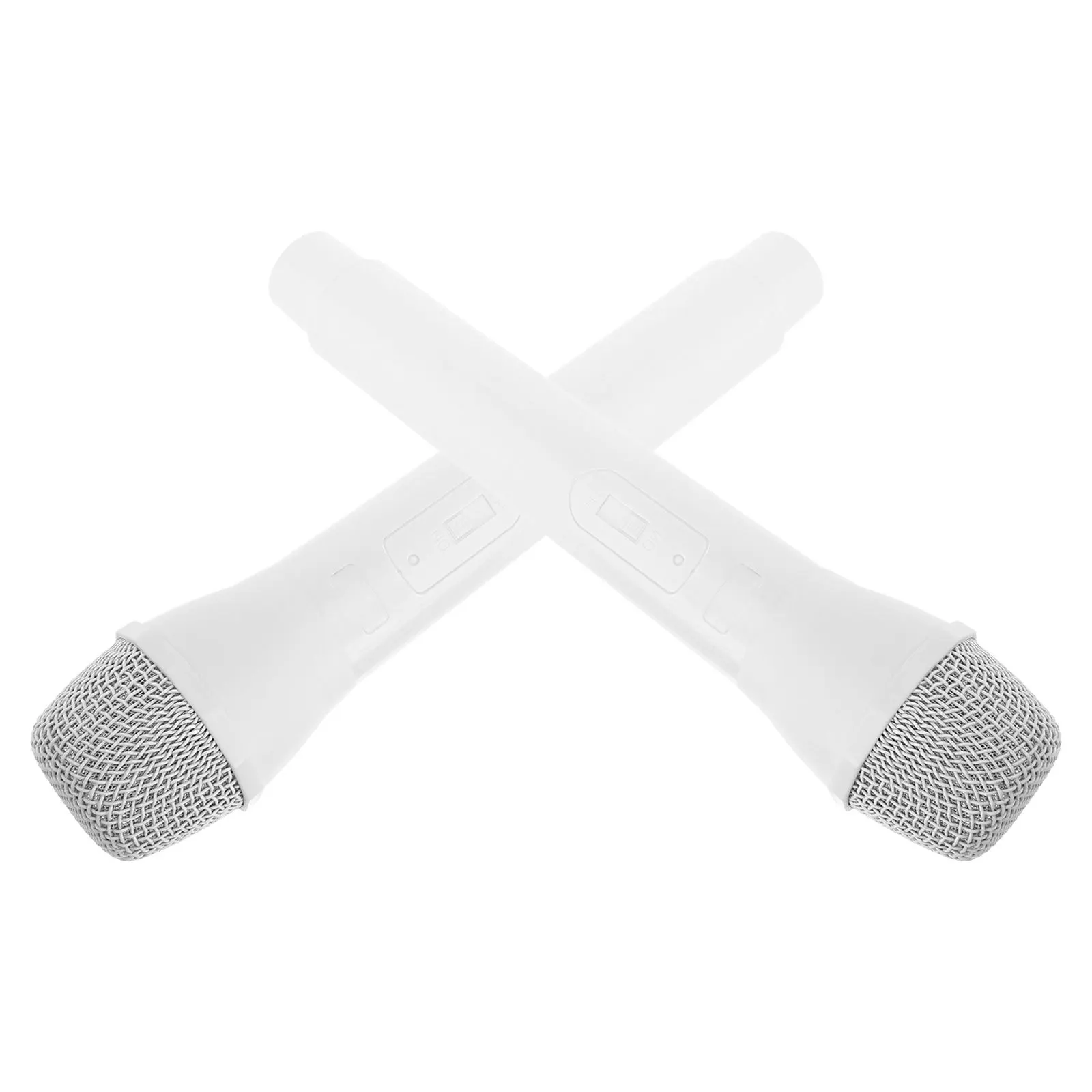

2Pcs Kids White Simulated Microphone Prop Plastic Pretend Singing Prop for Stage Roleplay Karaoke Performance Speech Practice
