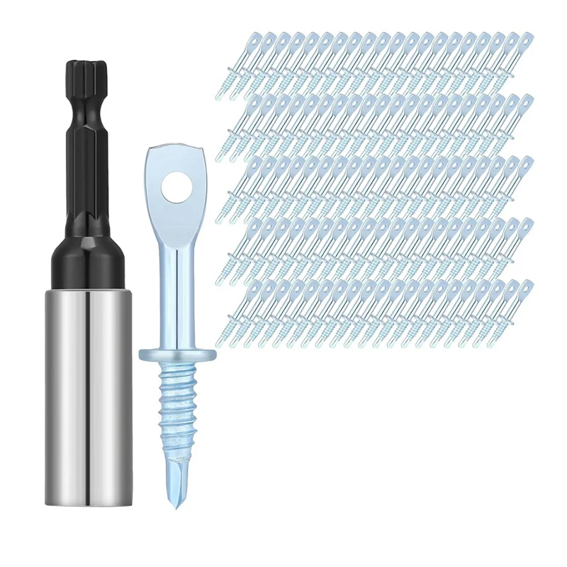 

AA76-100Pcs 2Inch Eye Lag Self Tapping Drilling Point Screw Zinc And 1Pcs 2-5/8Inch Driver, Sturdy Eye Lag Self Drill Screw