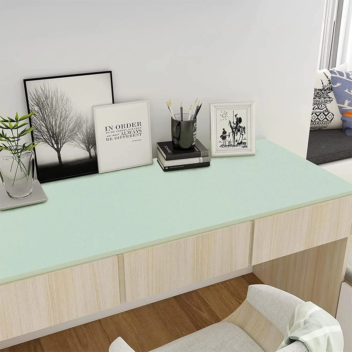 55 سنتيمتر عرض ذاتية اللصق فيلم الأخضر مات سميكة ملصق الأثاث المطبخ لخزائن الجداول جدار DIY تجديد خلفية #2