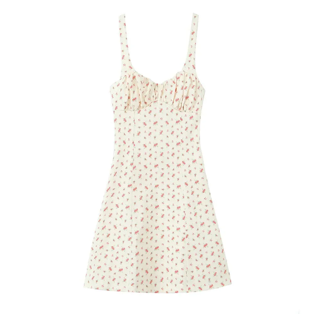 Abiti primavera estate carino Cottagecore Ditsy floreale senza maniche scollo a cuore mini cami abiti casual per le donne