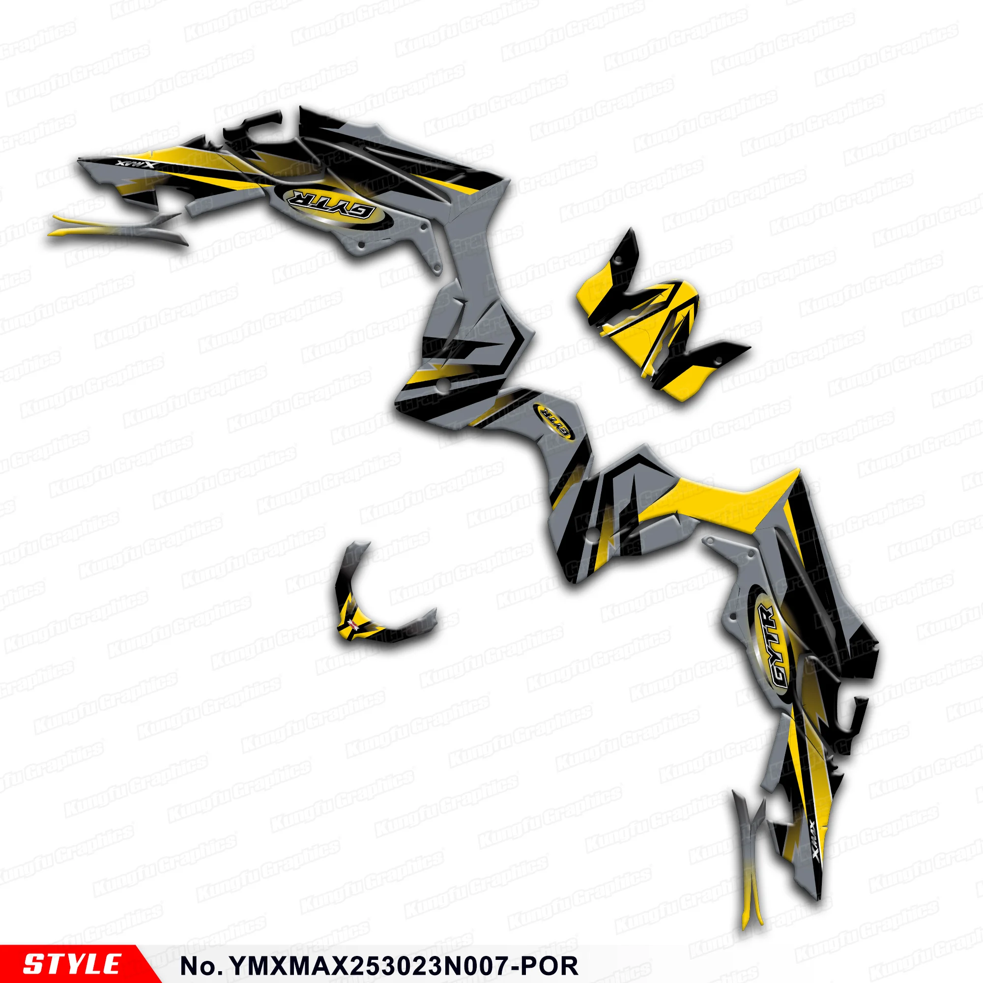 

Refurbish Graphics Wrap Design Vinyl Decal Kit for Yamaha XMAX 250 300 2023 2024, Style No.YMXMAX253023N007-POR
