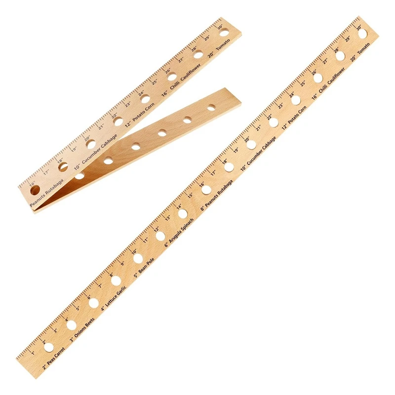 30 Inch Wooden Plant Ruler Foldable Seed Planting Ruler With Holes, Portable Garden Ruler With Plant Dibber Seedling