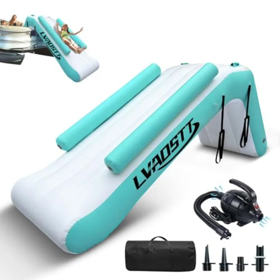 

Pontoon Waterfall Slide Inflatable Water Boats Slide Island for Adults Summer Lake Party