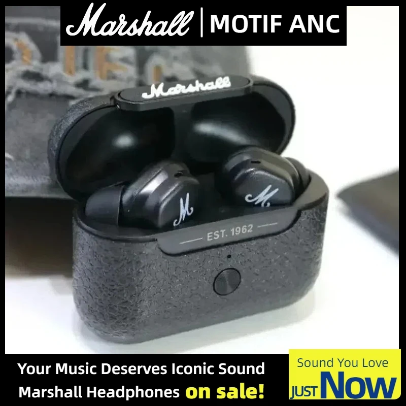 Оригинальные MARSHALL MOTIF ANC True Wireless Bluetooth 5.2, наушники с активным шумоподавлением, водонепроницаемая гарнитура-вкладыш Оригинальные MARSHALL MOTIF ANC True Wireless Bluetooth 5.2, наушники с активным шумоподавлением, водонепроницаемая гарнитура-вкладыш
