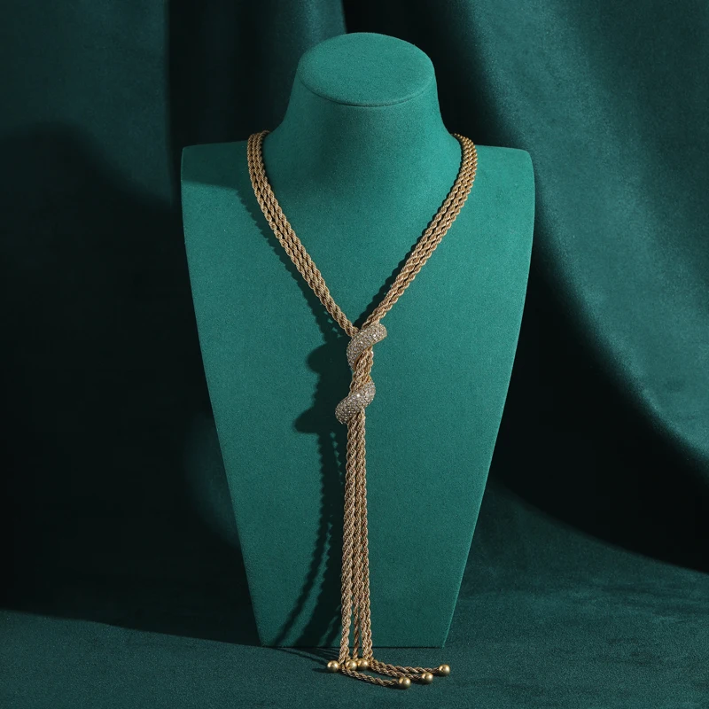 4mm Rope Chain Necklace Gold Color Vintage Antique Long Jewelry For Women Sweater Tassel Accessories Luxury Dubai 2025 Trends