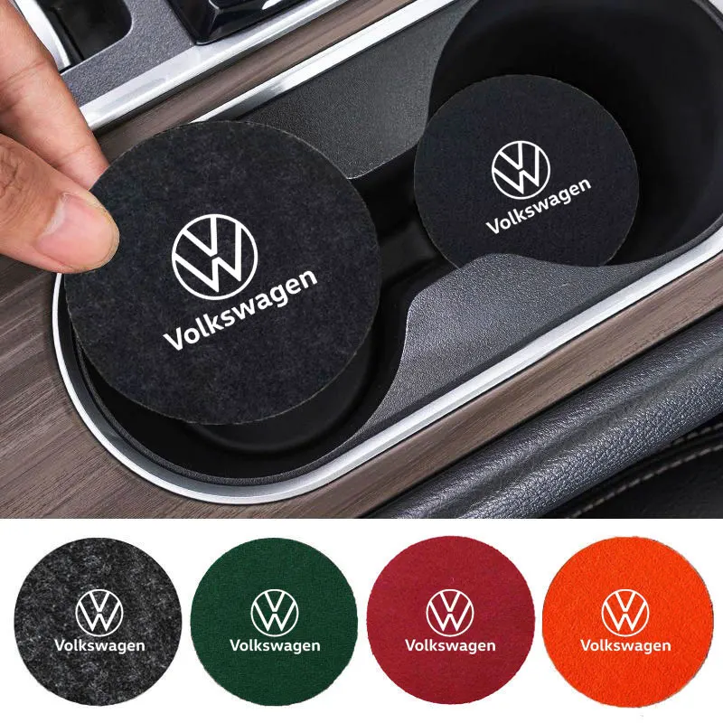 Car Coaster Anti-skid and Dustproof Cup Coaster For Volkswagen VW CC Beetle Golf Taos Scirocco UP Caddy Atlas ID345 T-ROC Tiguan