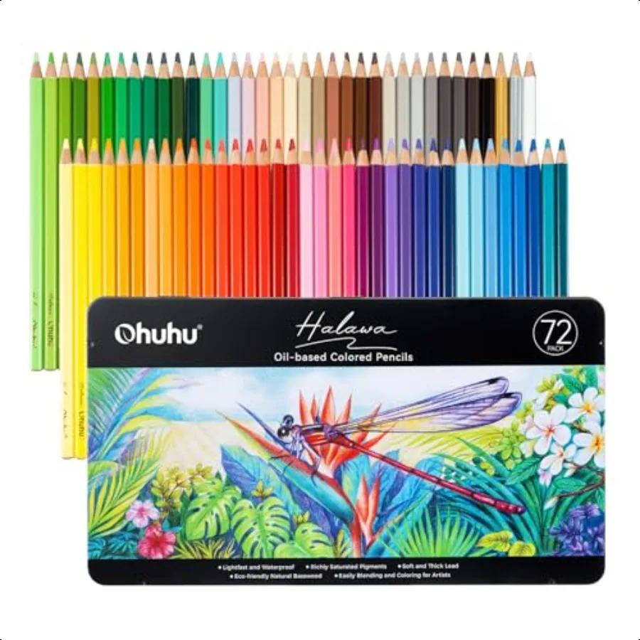 

Colored Pencils: 72 Oilbased Drawing Pencils for Coloring Portrait Sketching Landscape Durable Soft Core Profional 72 Pack for