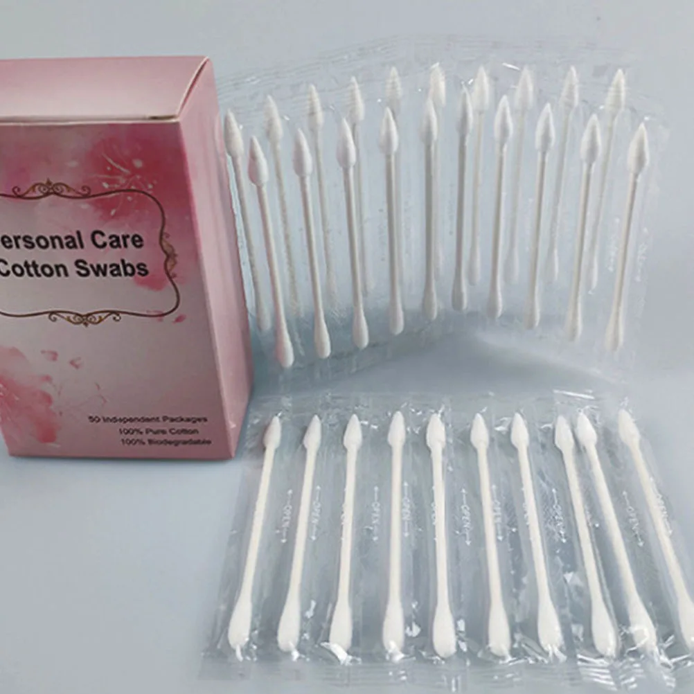 150 قطعة من عصا القطن ذات الرأس المزدوج، مقبض خشبي ماص، قوي لمكياج الوجه والجسم وتنظيف عصا القطن للسفر