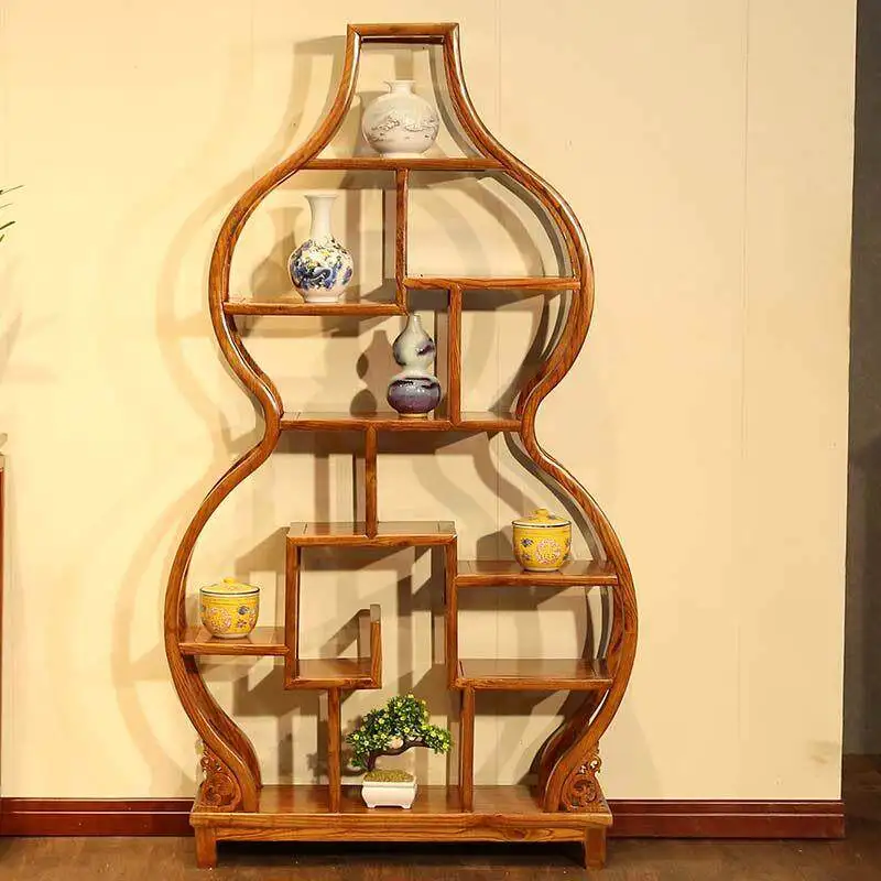 LMM solid wood Chinese tea rack partition small tea table storage living room log color