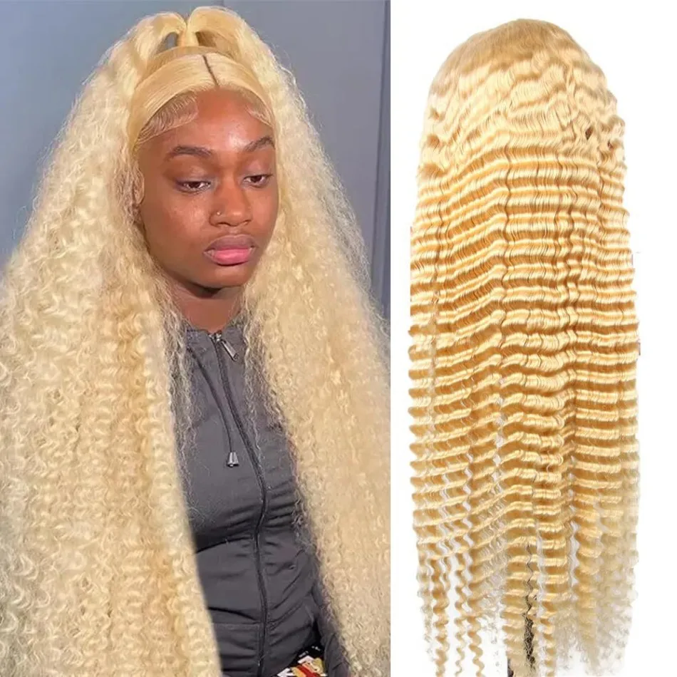 Parrucche frontali in pizzo 13X6 HD 250 Densità Bionda 613 Parrucche per capelli umani a onda profonda 100% capelli umani per le donne Parrucche brasiliane pre pizzicate