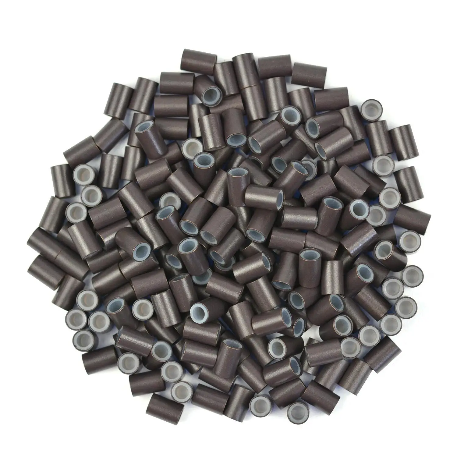 500 Pcs 4.0 * 2.8* 6.0 mm Silicone Lined Micro Rings Links Hair Beads Copper Beads for Hair Extensions