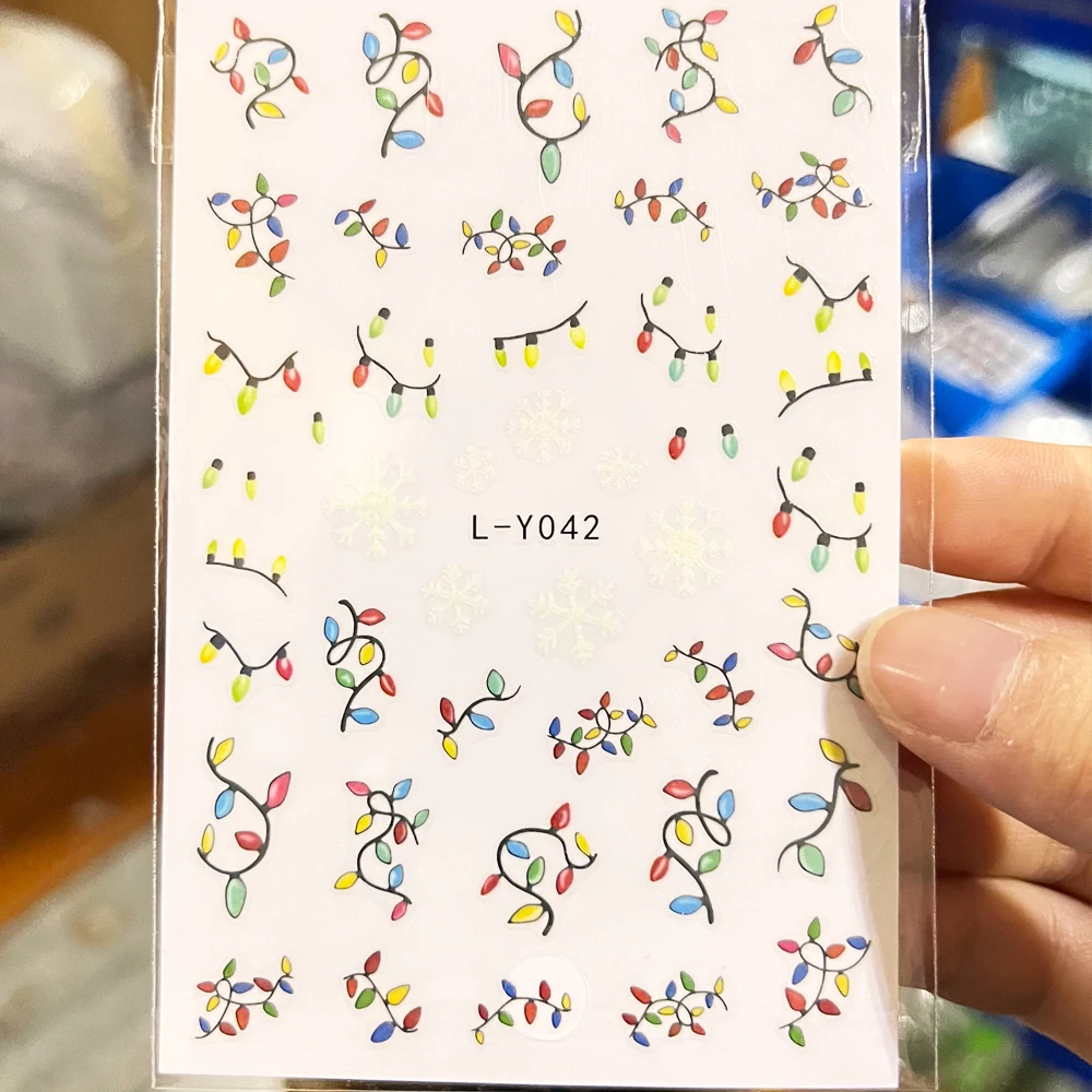 3 قطعة/المجموعة مضيئة عيد الميلاد مسمار الفن ملصقات الملونة عيد الميلاد لمبة الثلج مسمار الشارات سانتا كلوز يترك شجرة عيد الميلاد ديكور #3