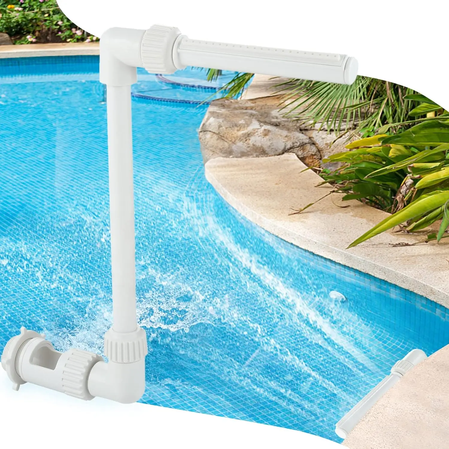 1set Adjustable Swimming Pool Waterfall Fountain Nozzle Tube Connector Head Water Pond Joint Float Spray PVC Garden Outdoor SPA