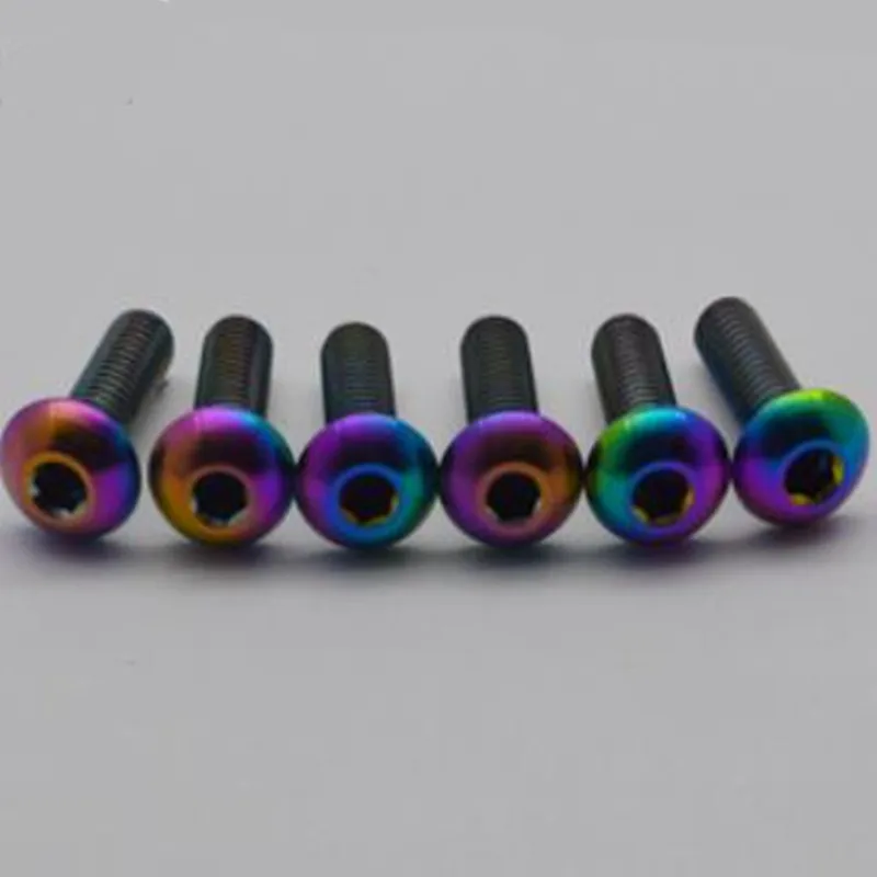 5-10pcs Rainbow colour titanium screw GR2 ISO7380 M3 M4 M5 M6 Colourful Titanium Hex Hexagon Socket Button Head Screw