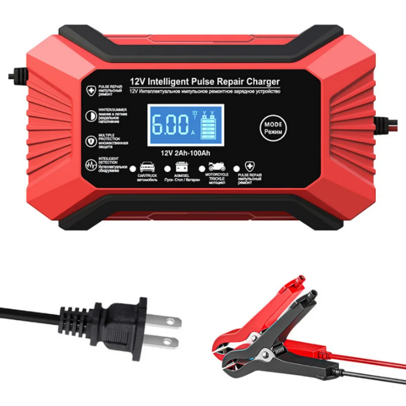 Chargeur de batterie de voiture intelligent, réparation d'impulsions, écran LCD, 12V SnapCar, charge de batterie de moto, réparation