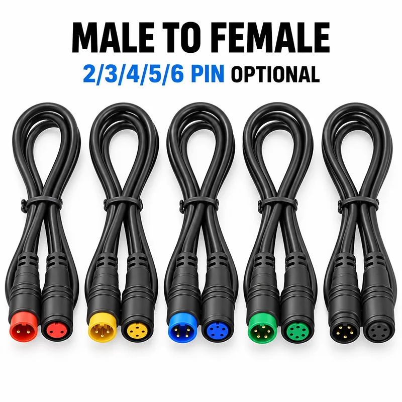 M8 2 3 4 5 6 Pin 20CM E-Bike Speed Sensor Male to Female Waterproof Extension Cable Connector for Electric Bicycle Wiring System