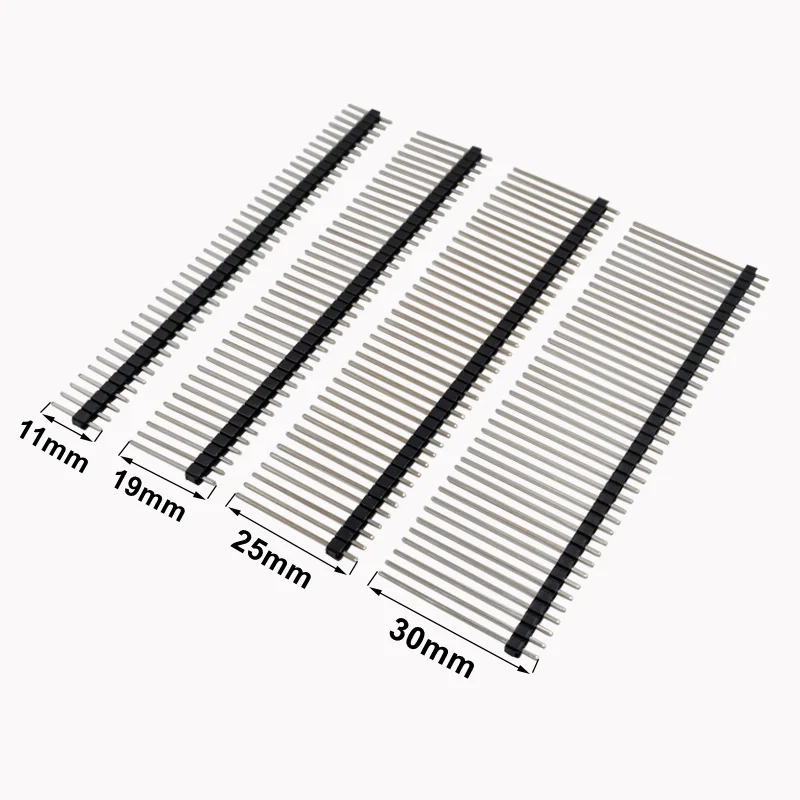 10pcs Pitch 2.54mm Pin Header Single Row 1*40P Height 8.5mm 11mm 13mm 15mm 17mm 19mm 21mm 23mm 25mm 30mm Copper Straight Needle