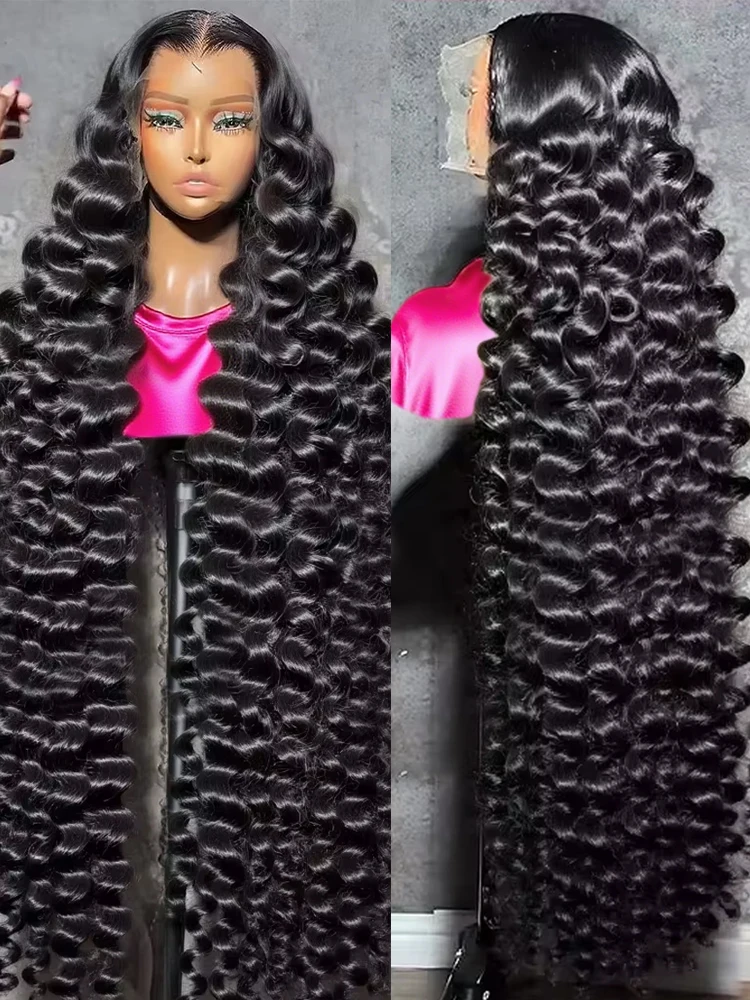 

300 Density 100% Human Hair Loose Deep Wave Wigs Transparent HD 13x6 13x4 360 Natural Curly Wavy Lace Front Wig For Women 40Inch