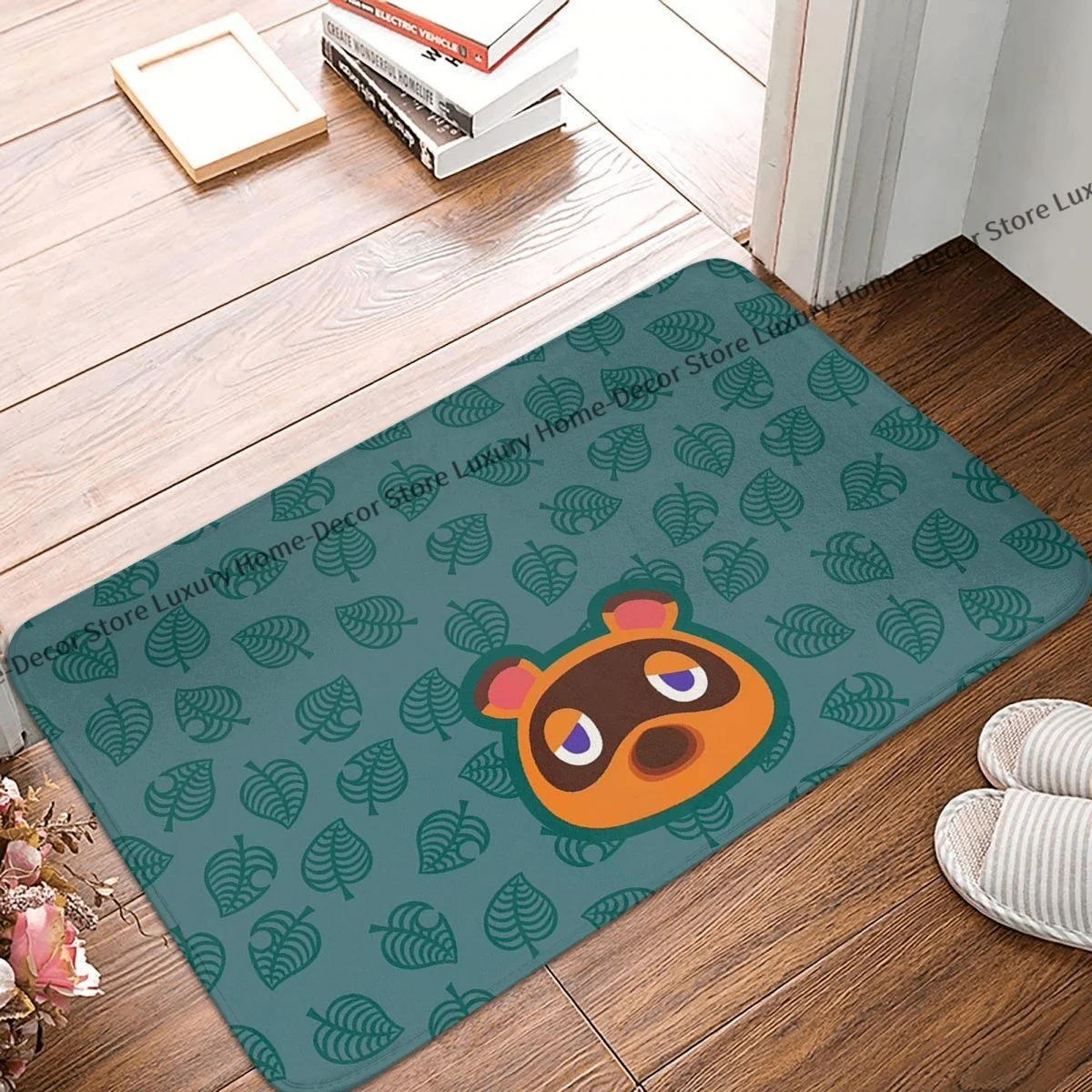 Animal Crossing: New Horizons Bath Mat Nook Dark Green Doormat Flannel Carpet Outdoor Rug Home Decoration