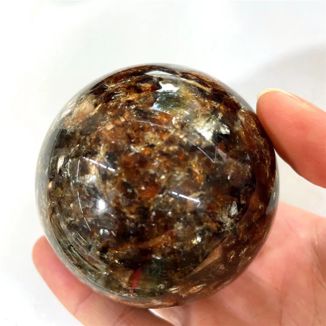 6-7cm Natural Gemstones Luminous Brown Mineral Quartz Ball Lepidolite Lithium Mica Sphere Collection Rocks Real Crystals Stones