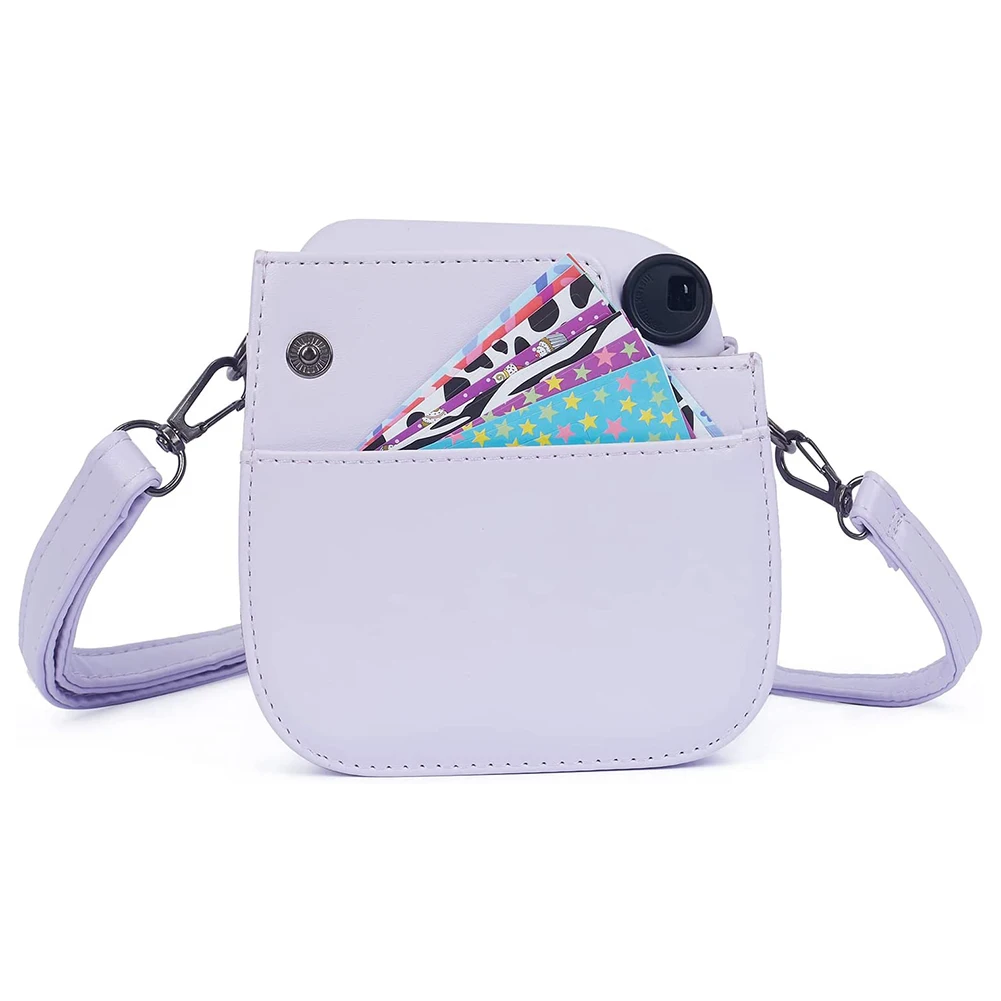 Dla Instax Mini 12/11/9/8 Torba na aparat PU Skórzany futerał ochronny Torba podróżna Odporny na zarysowania futerał na aparat retro z paskiem na ramię — zdjęcie produktu 4