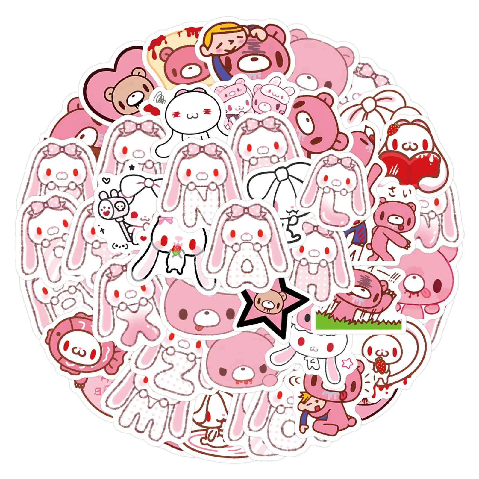 100 pcs Cartoon Gloomy Bear  Stickers Decals for Laptop Fridge Notebook Diary Funny Decoration Sticker Kids Toys