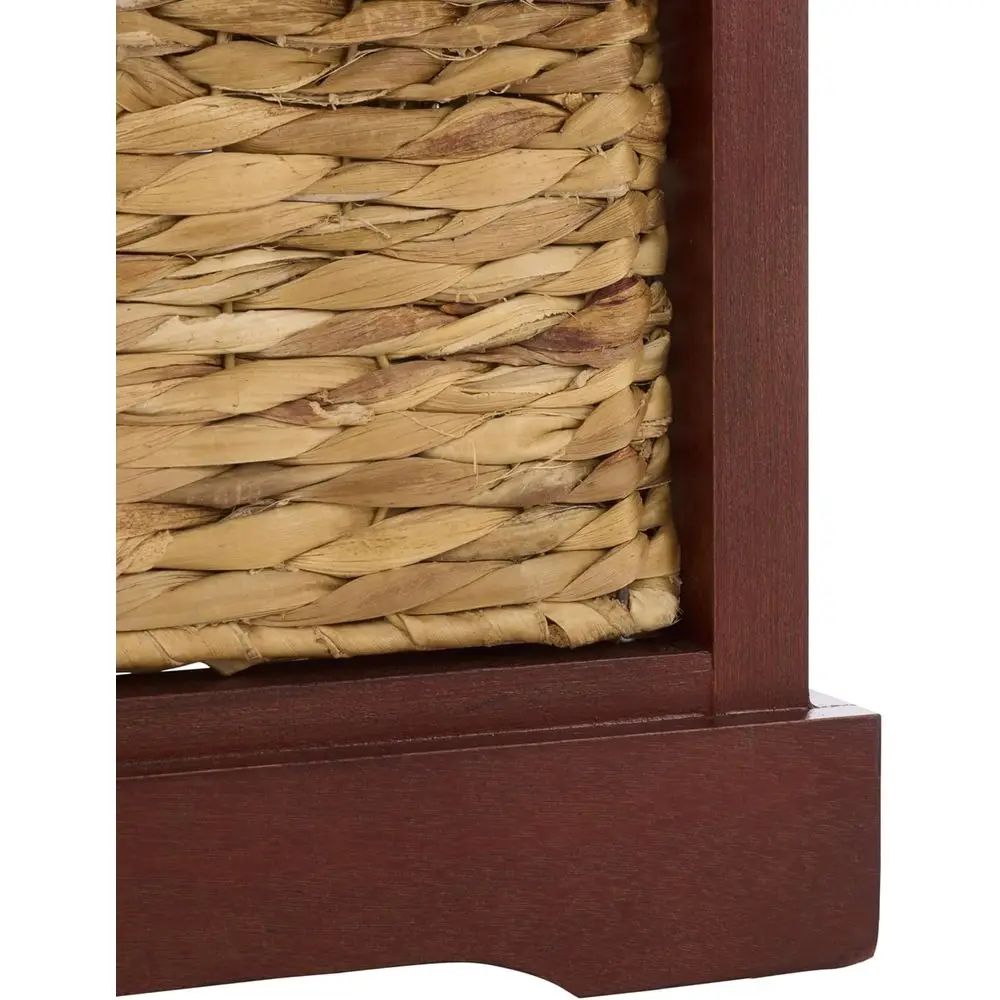 5-Drawer Wicker Storage Tower with Cherry Finish, Fully Assembled